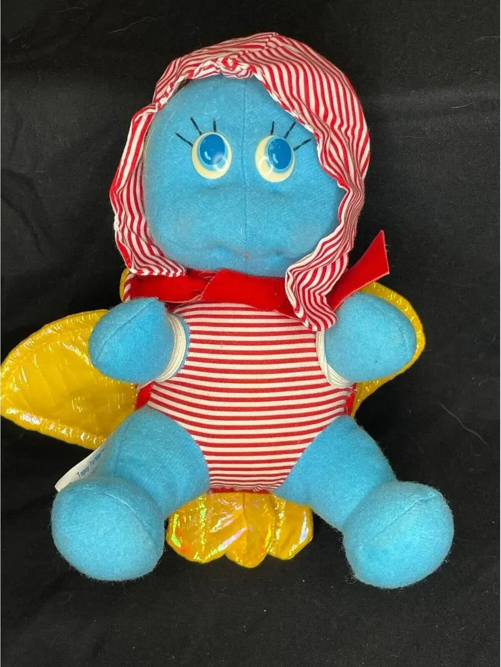 Vintage 1988 Hasbro Topsy Turtle Plush Doll w/ Backpack & Hat
